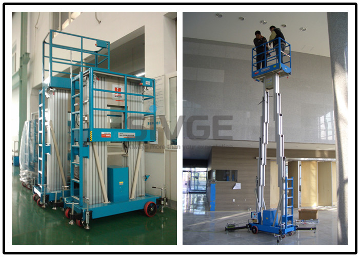 Two Person Mobile Elevating Work Platform 10 Meter Platform Height For Factories