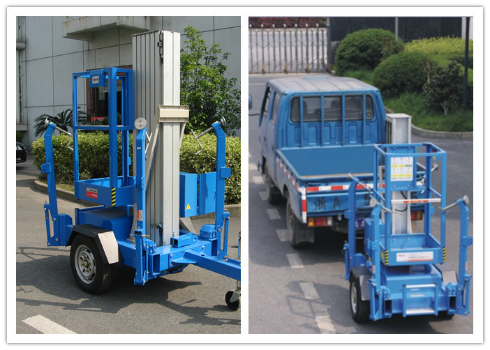 Trailer Mounted One Man Lift 8 Meter Hydraulic Aluminium Alloy With 136 kg Rated Load