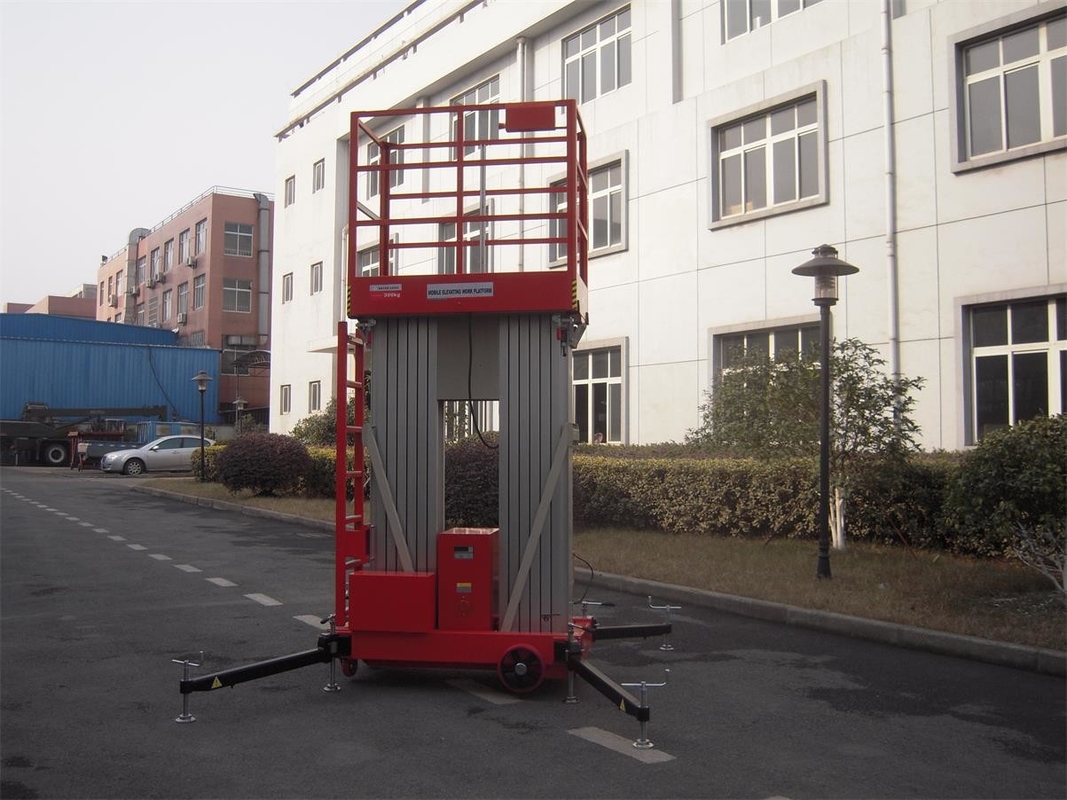 Dual Mast Hydraulic Aerial Work Platform Manual Push Around 8 Meter Platform Height