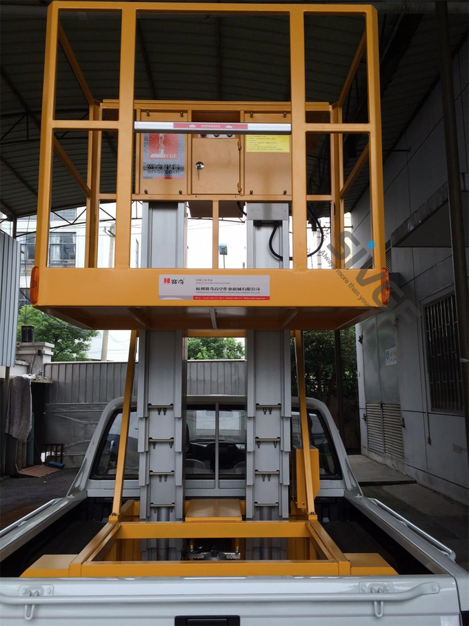 Double Mast Vertical Truck Mounted Aerial Lift With 200kg Rated Load
